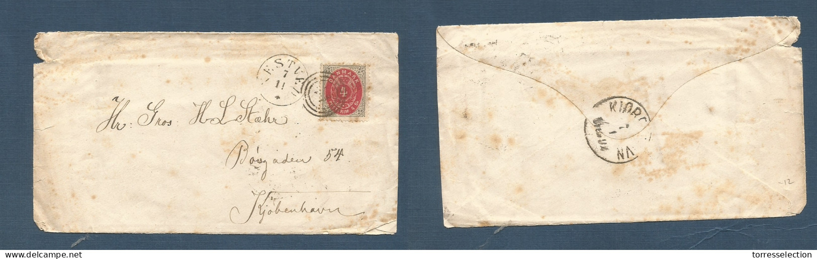 DENMARK. C. 1880. Nestred - Cph. Locally Fkd 4sk Bicolor Perf Env "nn" In Rings + Cds. Arrival Reverse. XSALE. - Other & Unclassified