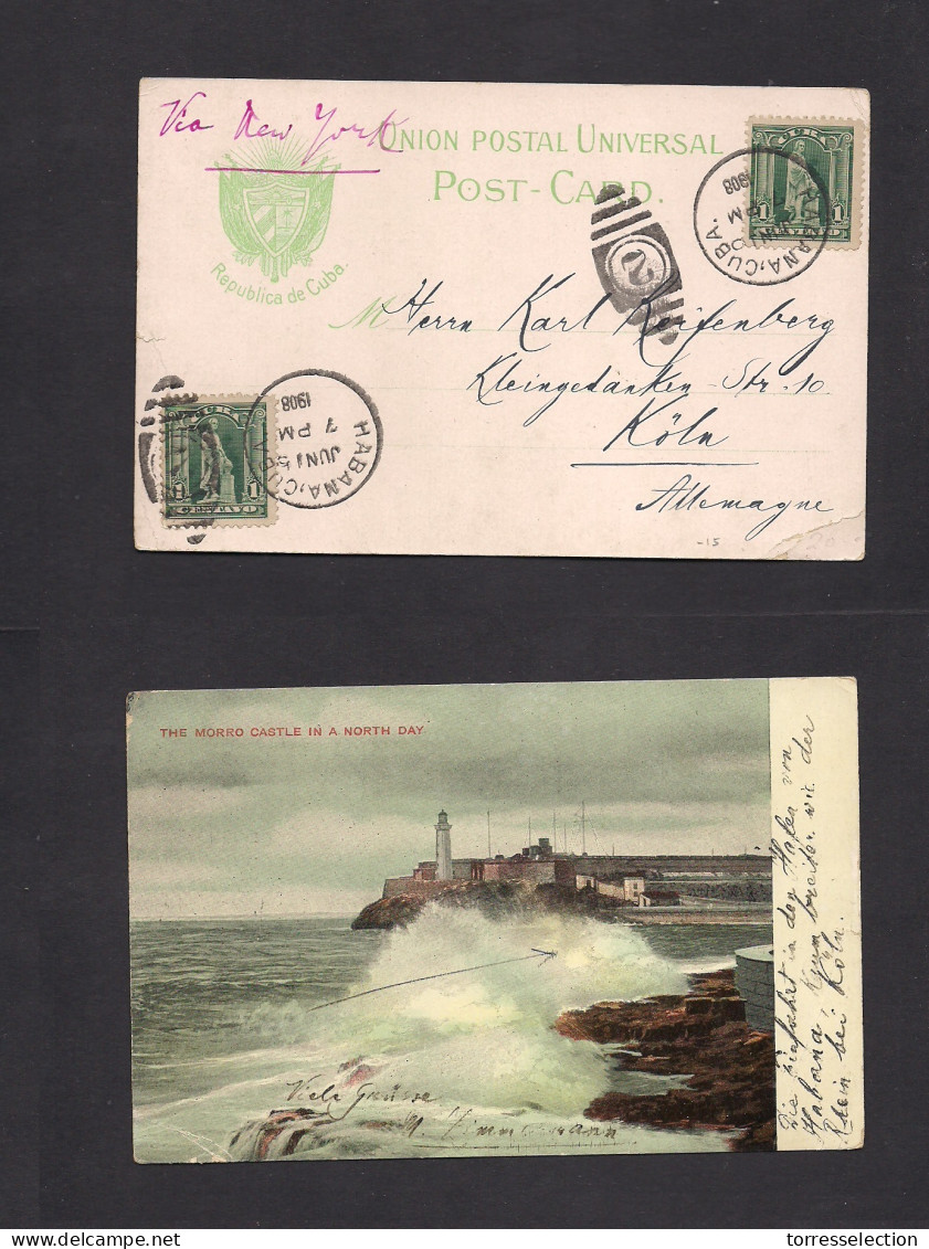 CUBA - Stationery. 1913 (30 Enero) Baez - Alemania, Regensburg. Entero Postal 1c Negro + 1c Verde Adtl, Mat Fechador Y M - Other & Unclassified