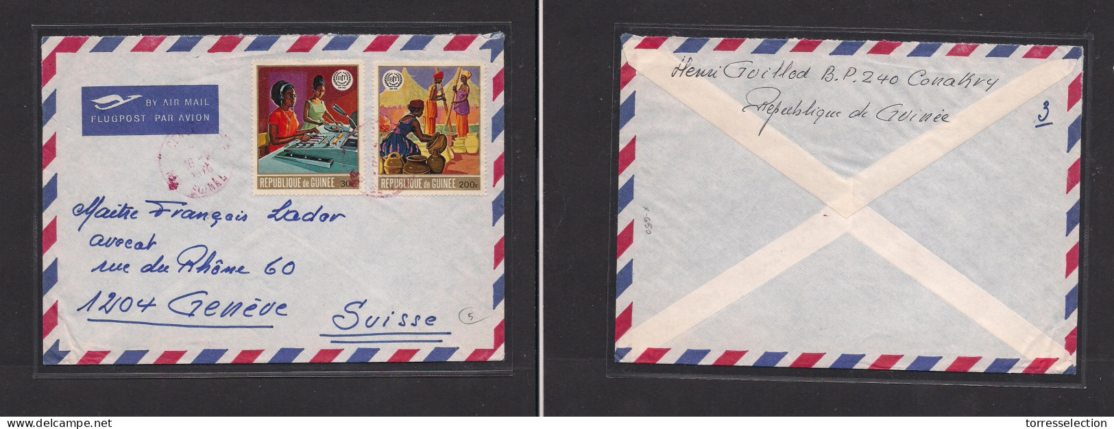 FRC - Guinea. FRC Guinea - Cover - 1970 Conakry To Switz Air Mult Fkd Env Red Cancel. Easy Deal. XSALE. - Sonstige & Ohne Zuordnung
