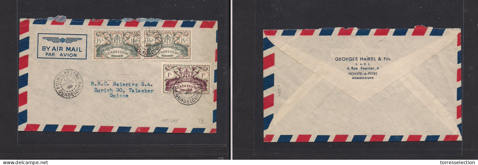 FRC - Guadalupe. FRC Guadaloupe - Cover - 1945 Point A Pite To Switz Air Mult Fkd Env. Easy Deal. XSALE. - Other & Unclassified
