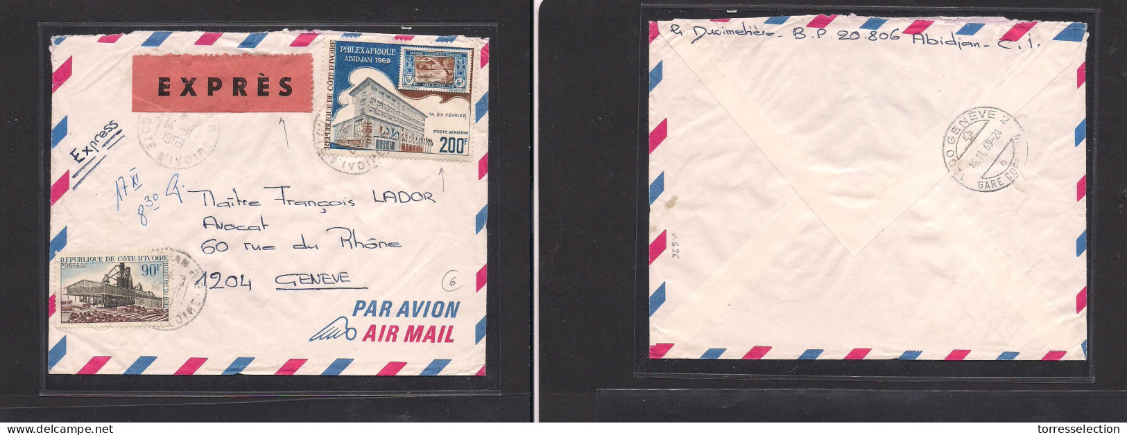 FRC - AEF. FRC AOF -  Cover - 1969 Ivory Coast Air Express Mult Fkd Env. Easy Deal. XSALE. - Other & Unclassified