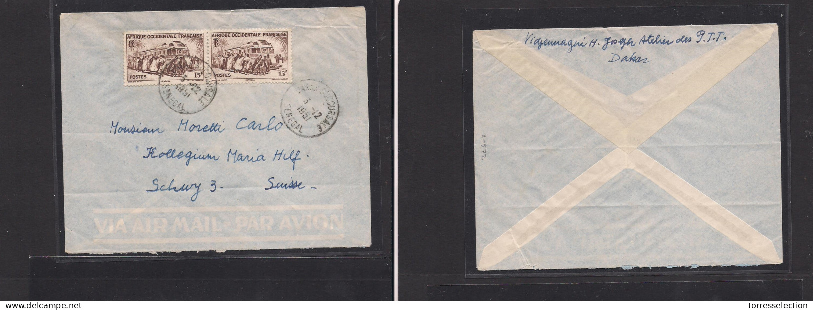 FRC - AEF. FRC AOF - Cover - 1951 Senegal Dakar To Switz. Easy Deal. XSALE. - Autres & Non Classés