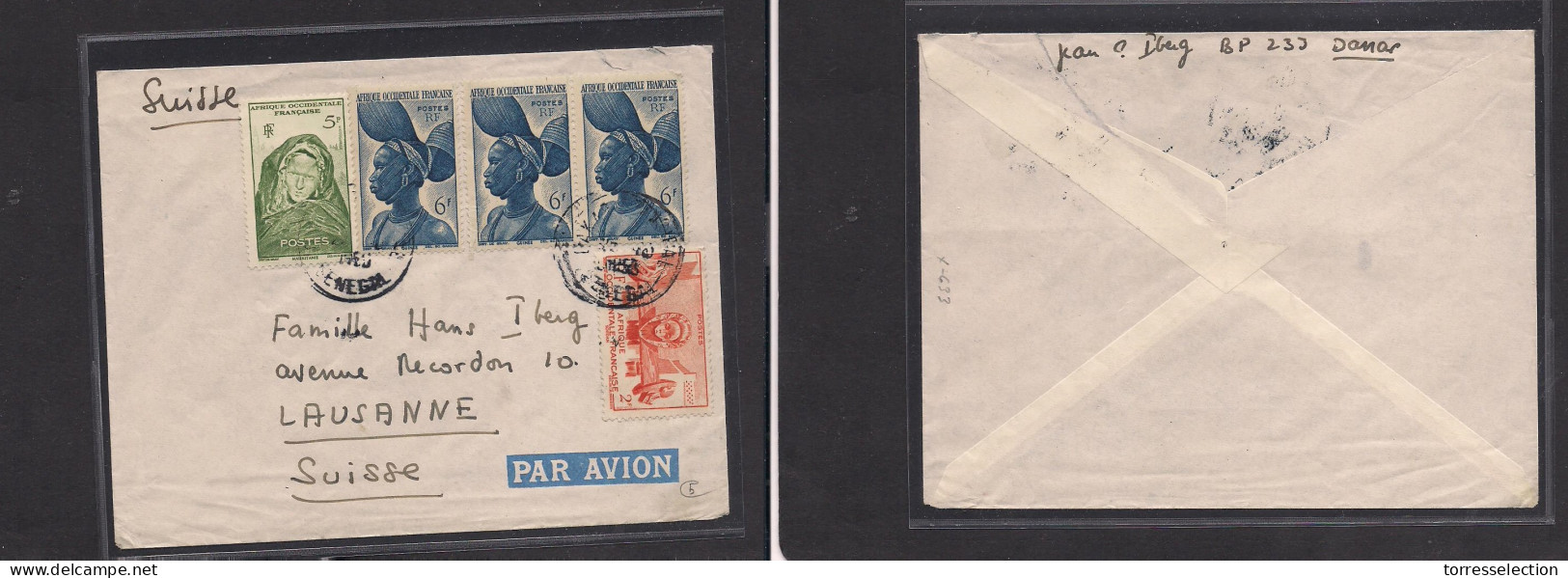 FRC - AEF. FRC AOF -  Cover - 1956 Senegal To Switz Mult Fkd Env. Easy Deal. XSALE. - Andere & Zonder Classificatie