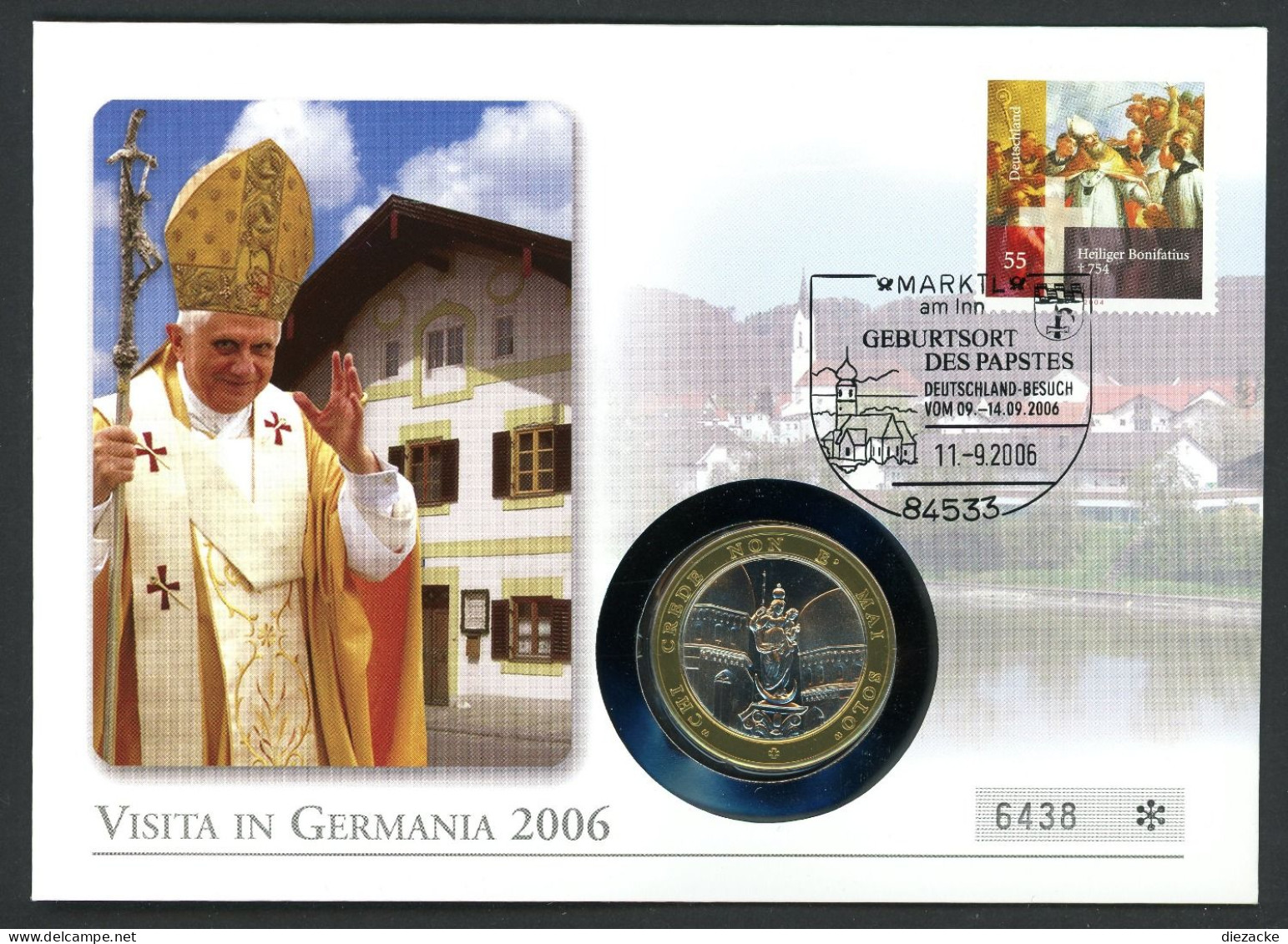 Vatikan 2006 Numisbrief Mit Medaille Benedikt XVI. In Deutschland ST (M4668 - Sin Clasificación