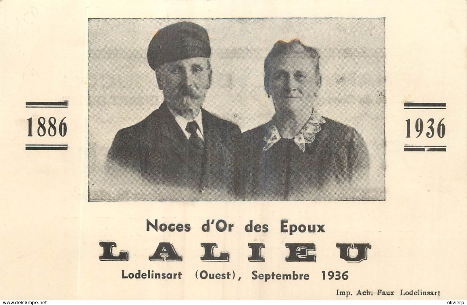 Belgique > Hainaut > Charleroi - Lodelinsart - Noces D' Or Des Epoux LALIEU 1936 - Charleroi