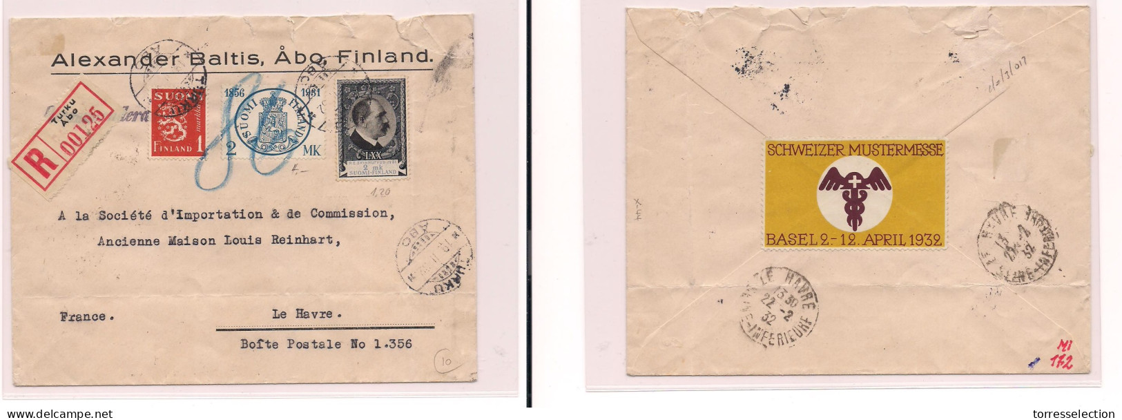 FINLAND. 1932 - Turku To Le Hvra, France. Multifkd Env. Easy Deal. XSALE. - Other & Unclassified