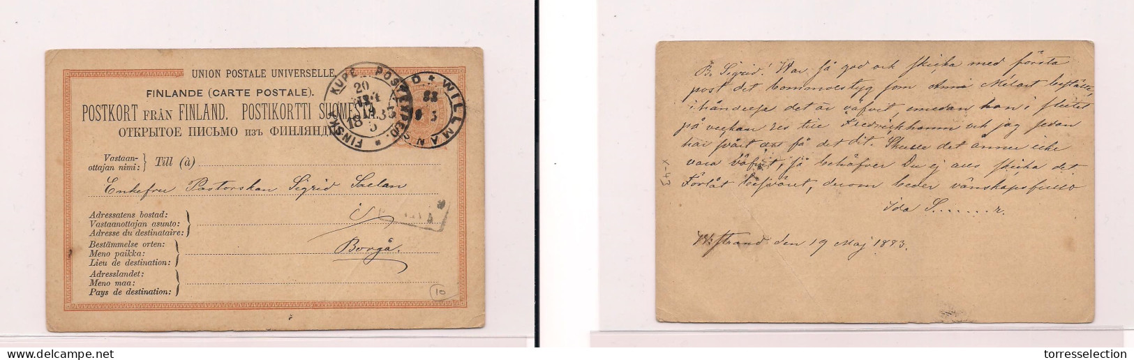 FINLAND. 1883 - Early Stationaery Card - Tpo To Borga. Easy Deal. XSALE. - Altri & Non Classificati