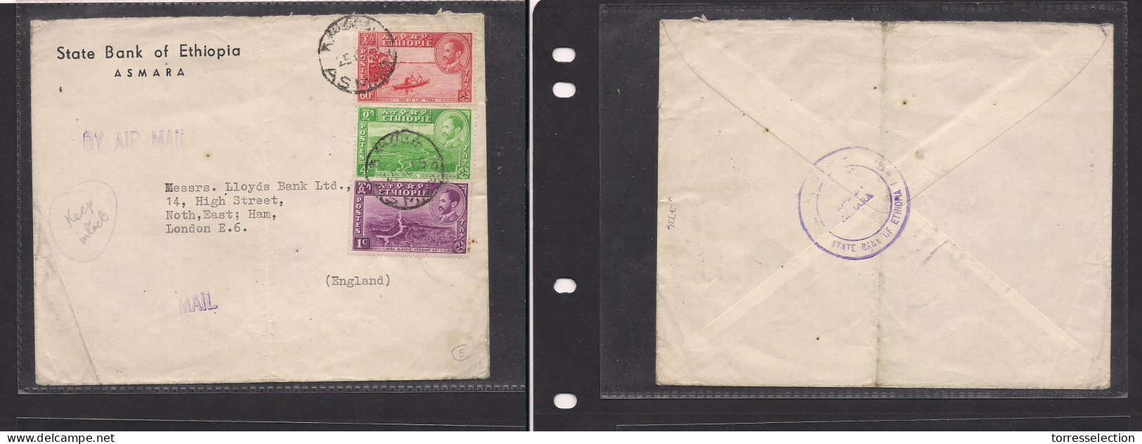 ETHIOPIA. Ethiopia Cover 1955 Asmara To UK Mult Fkd Comercial Env. Easy Deal. XSALE. - Ethiopia