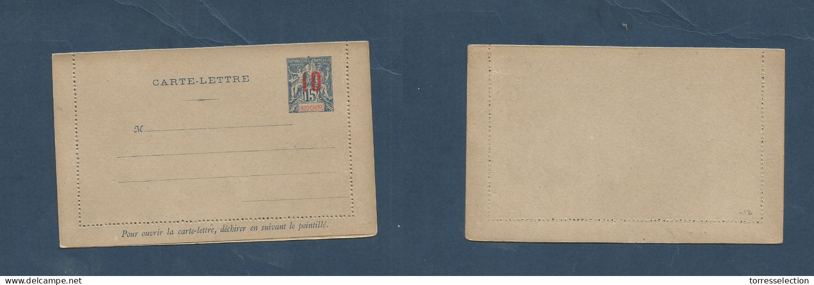 INDOCHINA. C. 1900 10c / 15c Mint Sage Issue Ovptd Stat Lettersheet. Fine. XSALE. - Asia (Other)