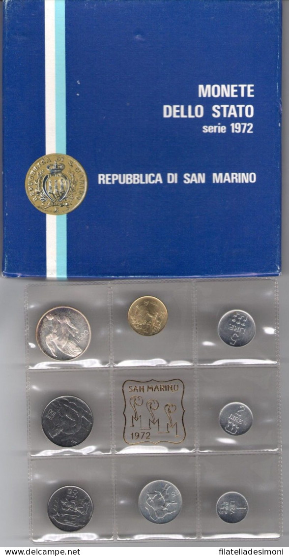 1972 Repubblica Di San Marino Monete Divisionali FDC Con 500 Lire In Argento - Saint-Marin