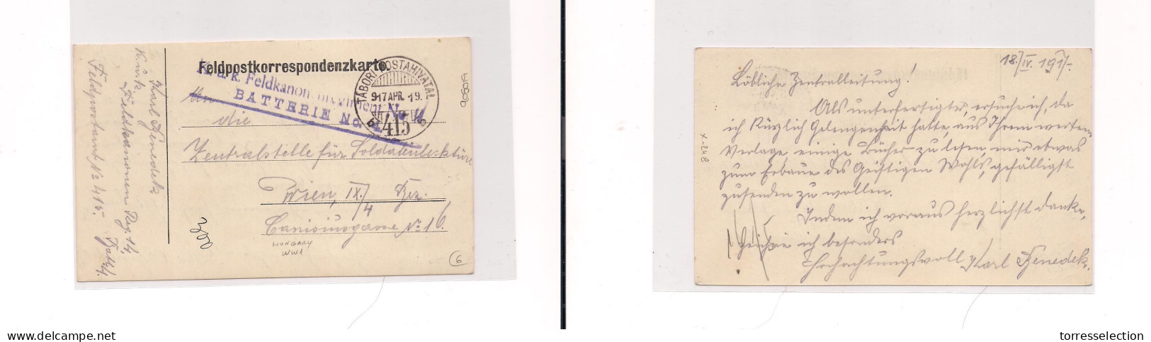 HUNGARY. Cover - . 1917 Tabori To Wien Feldpost Card WW1. Easy Deal. XSALE. - Altri & Non Classificati