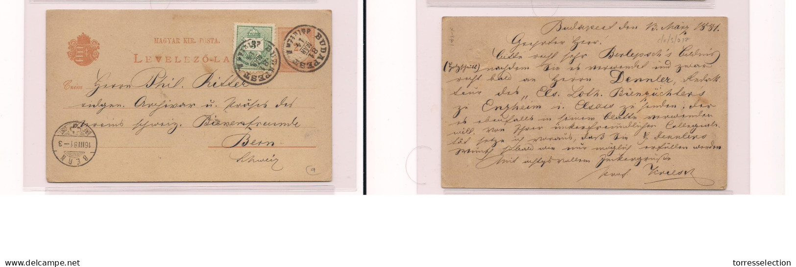 HUNGARY. Cover - . 1881 Budapest To Switz 2f Brown Stat Card+adtl. Easy Deal. XSALE. - Sonstige & Ohne Zuordnung