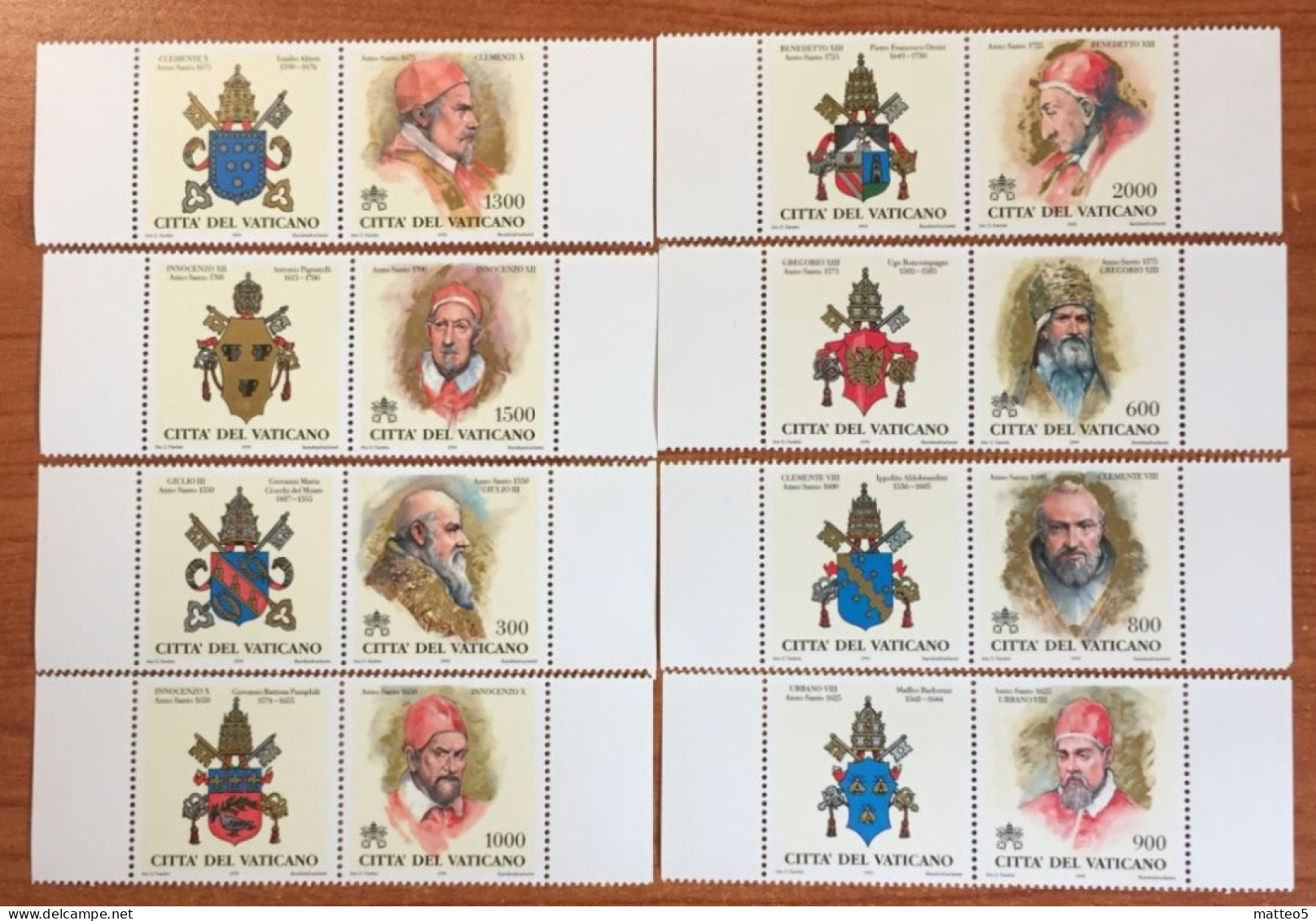 1999 - Vaticano - I Papi E Gli Anni Santi  - Serie Otto Valori - Nuovi - Unused Stamps