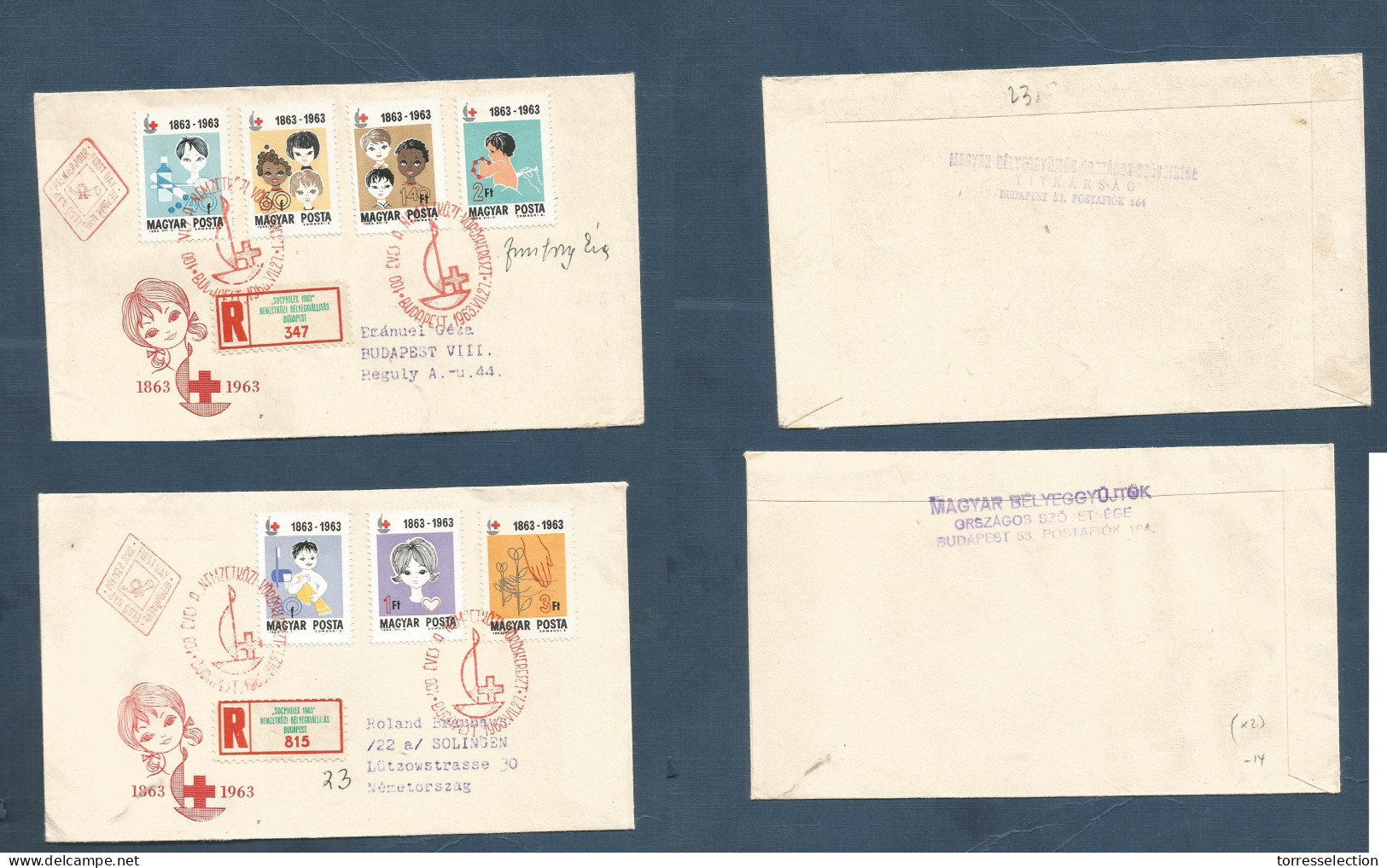 HUNGARY. 1963. Budapest. Red Cross. Local Complete Set In 2 Envelope Usage, Red Conm Cachet. Nice Condition. XSALE. - Otros & Sin Clasificación