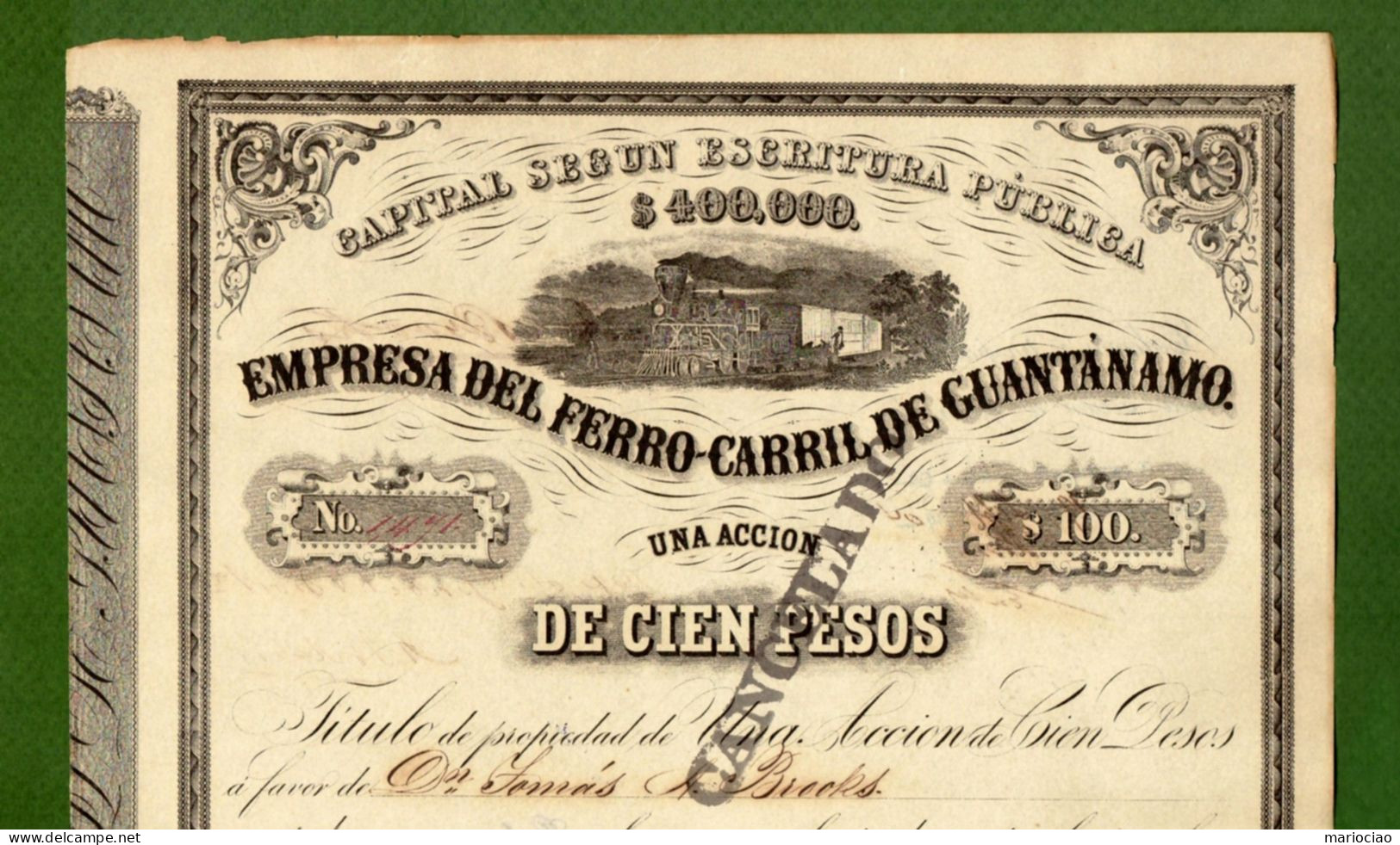 T-CU Ferro-Carril De Guantanamo 1877 CUBA - Chemin De Fer & Tramway
