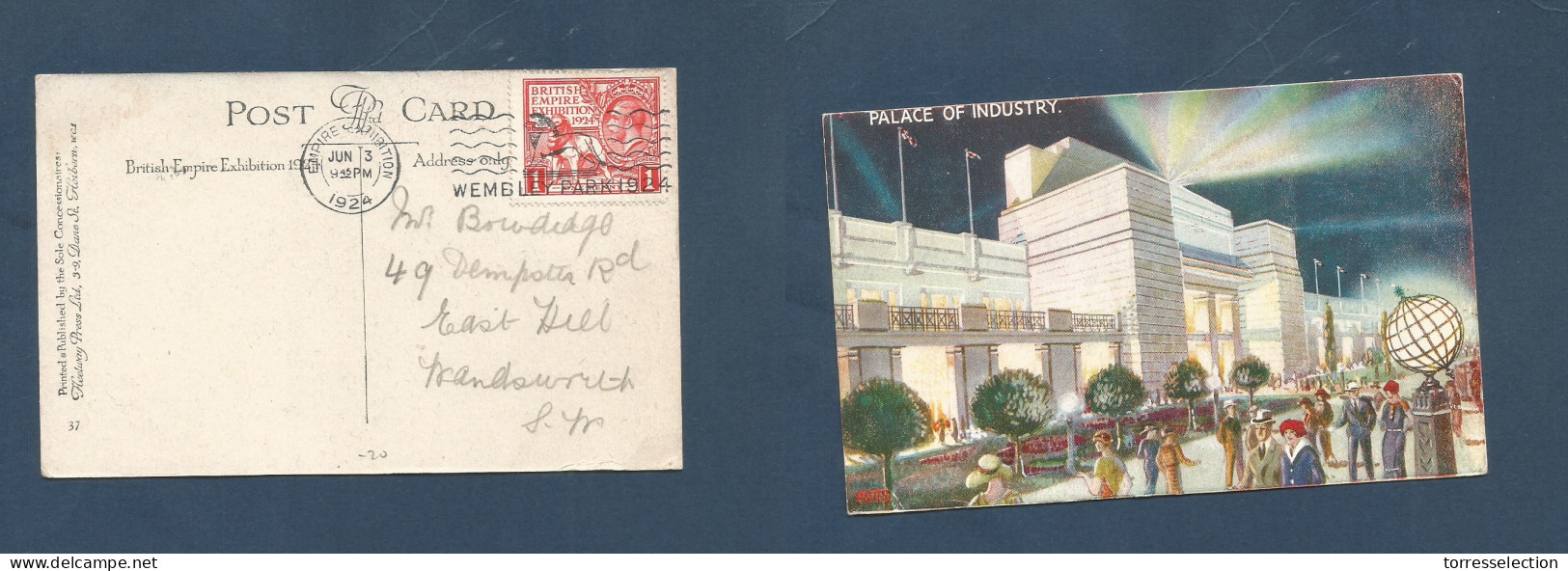 Great Britain - XX. 1924 (June 3) Empire Exhibition. Fkd Industry Palace Stand To Wandsworth 1d Slogan Cachet. XSALE. - ...-1840 Precursori