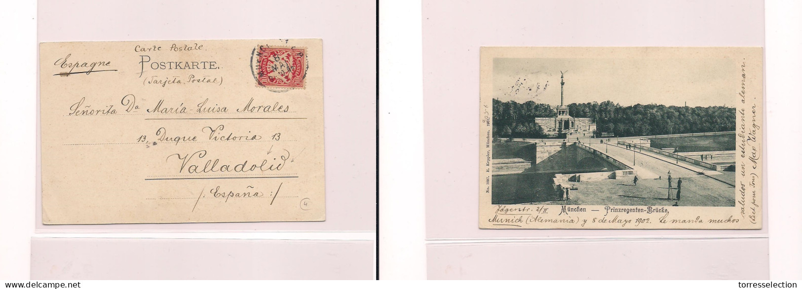 GERMANY. Germany - Cover -1902 Munchen To Spain, Valladolid Uppr Centre Heartlands Castilla La Vieja, Fkd Card Better De - Other & Unclassified