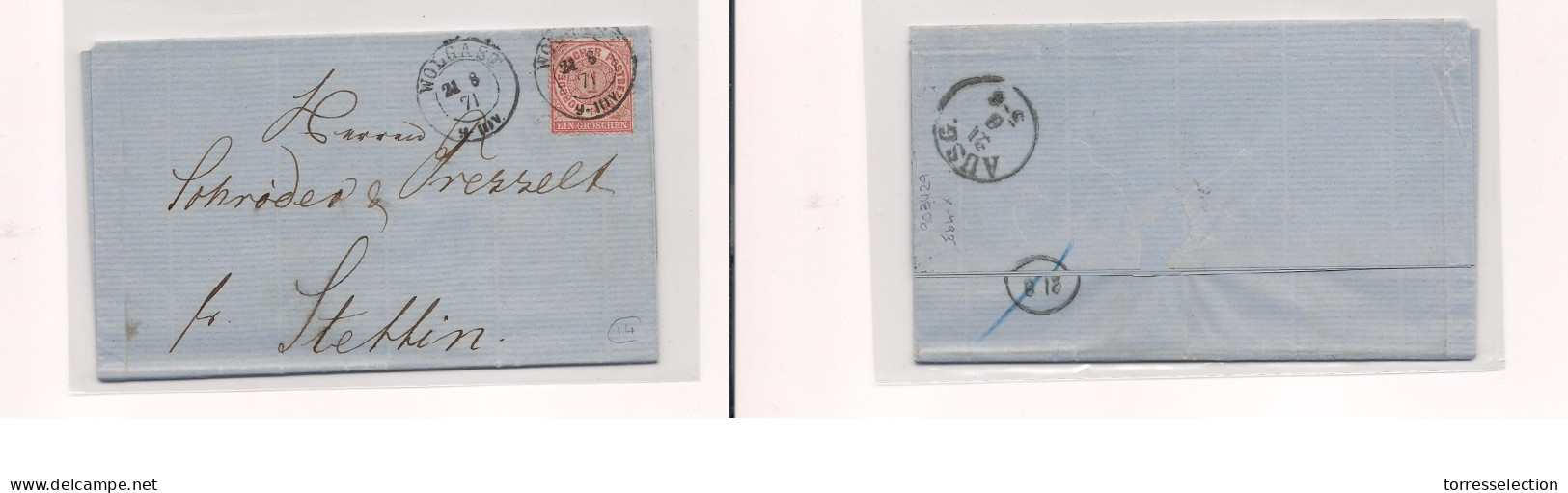 GERMANY. Germany - Cover -1871 Wolgast To Stettin NDP EL Fkd Full Text. Easy Deal. XSALE. - Otros & Sin Clasificación