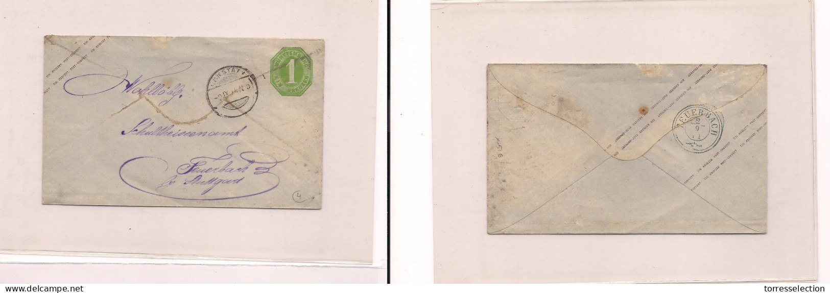 GERMANY. Germany - Cover -1874 Wurttemberg Stat Env Ganstatt To Feuerbach. Easy Deal. XSALE. - Autres & Non Classés