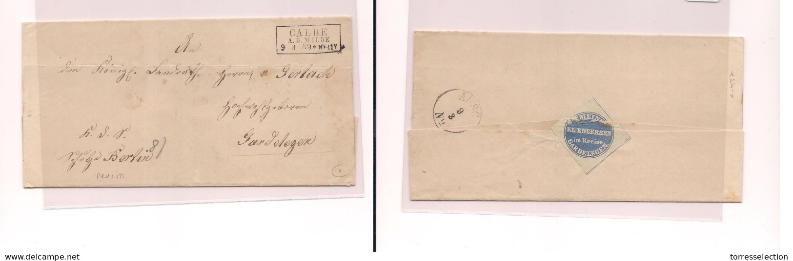 GERMANY. Germany - Cover - C.1854 Prusia Calbe To Gardenlegen E Pref Official . Easy Deal. XSALE. - Other & Unclassified