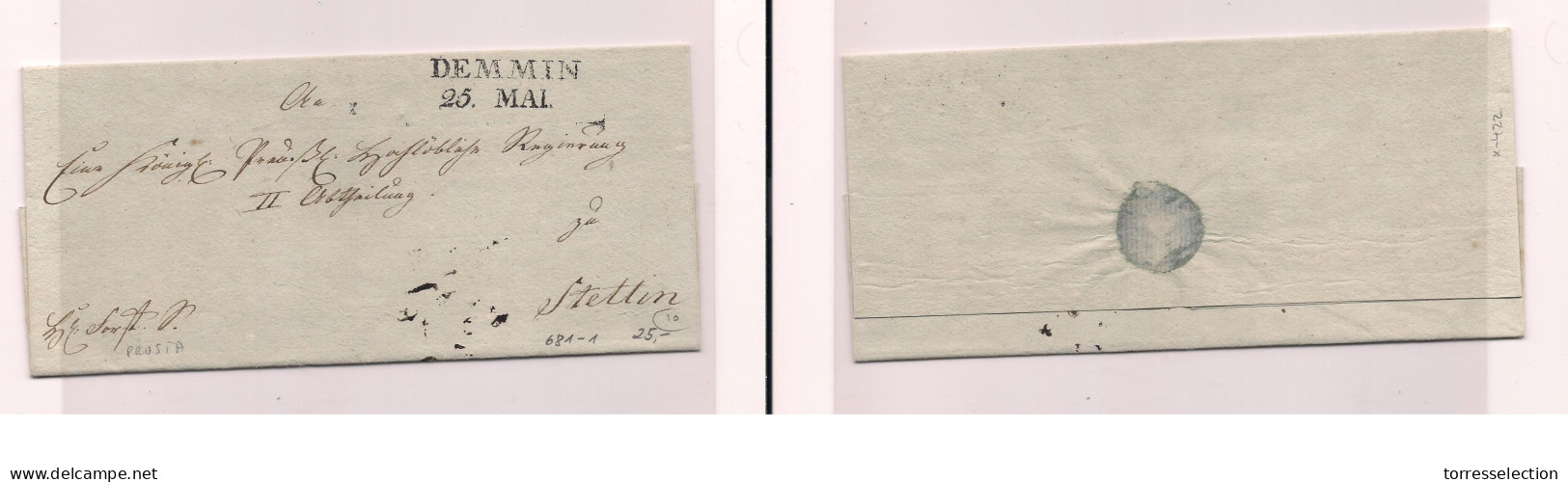 GERMANY. Germany - Cover - C.1845 Demmin To Stettin E Pref. Easy Deal. XSALE. - Other & Unclassified
