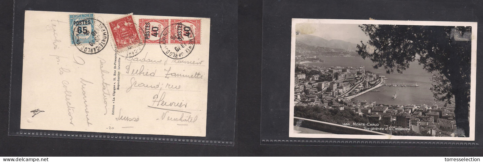 MONACO. 1938. Montecarlo. Neuchatel, Switzerland. Multifkd Ovptd Issues Ppc. Nice. XSALE. - Other & Unclassified
