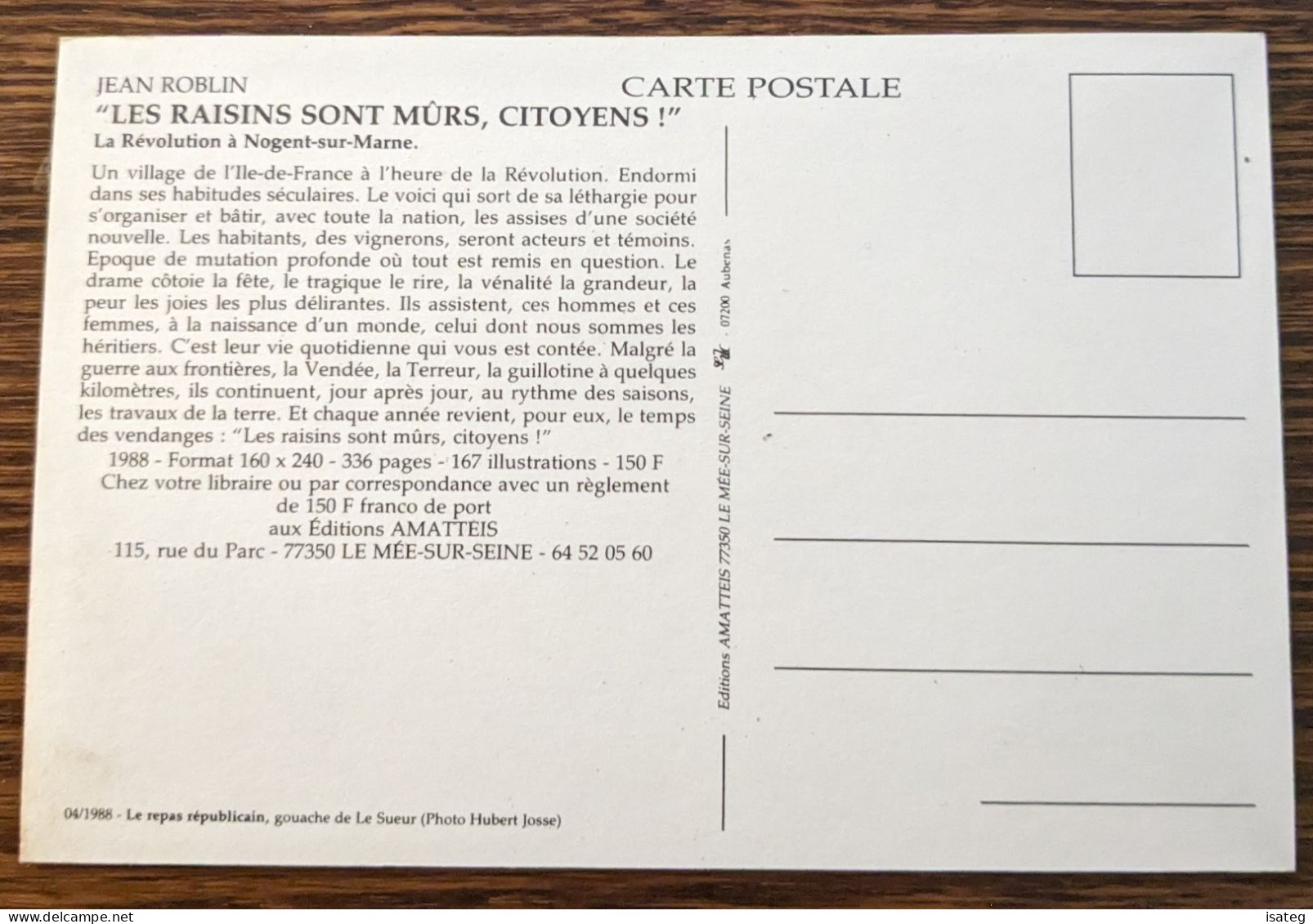 Carte Postale "Jean Roblin - La Révolution à Nogent Sur Marne" - Non Classés