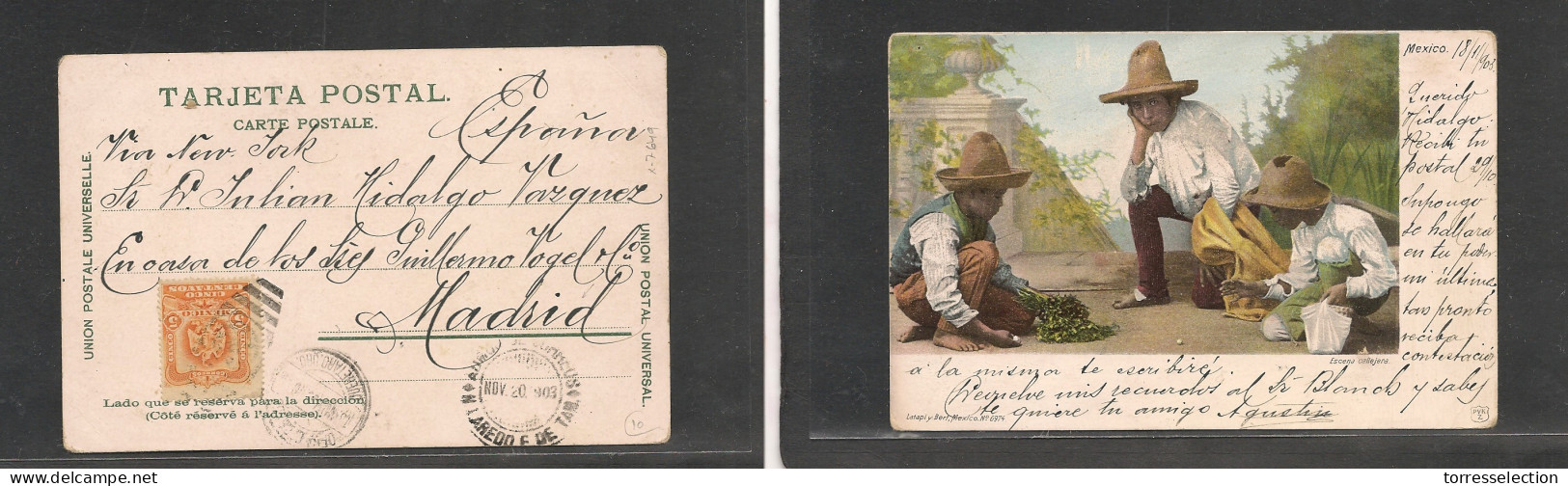 MEXICO. Mexico Cover - 1903 Queretaro To Spain Madrid Fkd Pcard Children Playing XSALE. - Mexiko