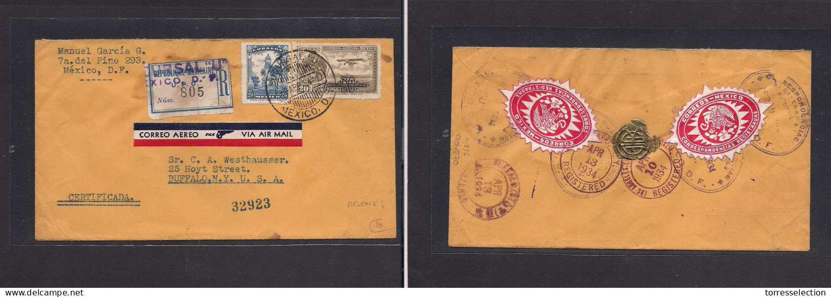MEXICO. Mexico - Cover - 1964 DF To USA Buffalo NY Air Mult Fkd Env, Reverse Seals. Easy Deal. XSALE. - Mexiko