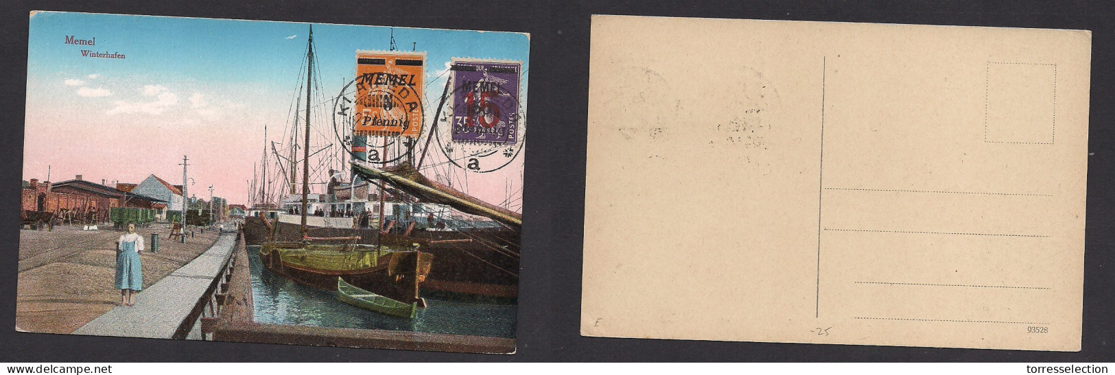 Memel. 1919 (27 Nov) Klapeida. Prefranked Color Memel Ppc Ovptd France Semeuse Issue. XSALE. - Other & Unclassified