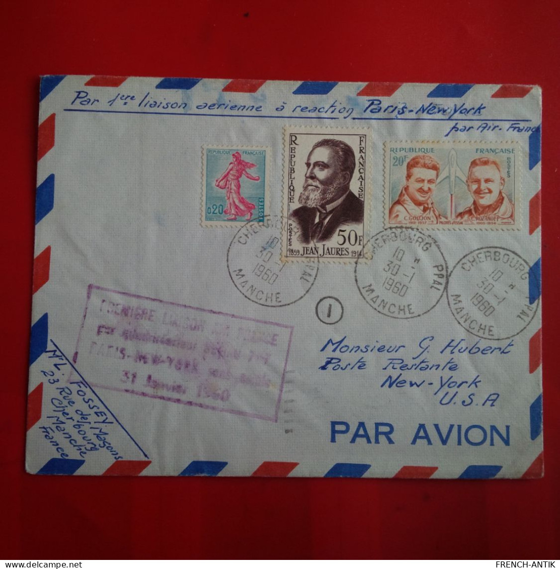 LETTRE PARIS NEW YORK PREMIER LIAISION PARIS PAR AVION - Briefe U. Dokumente