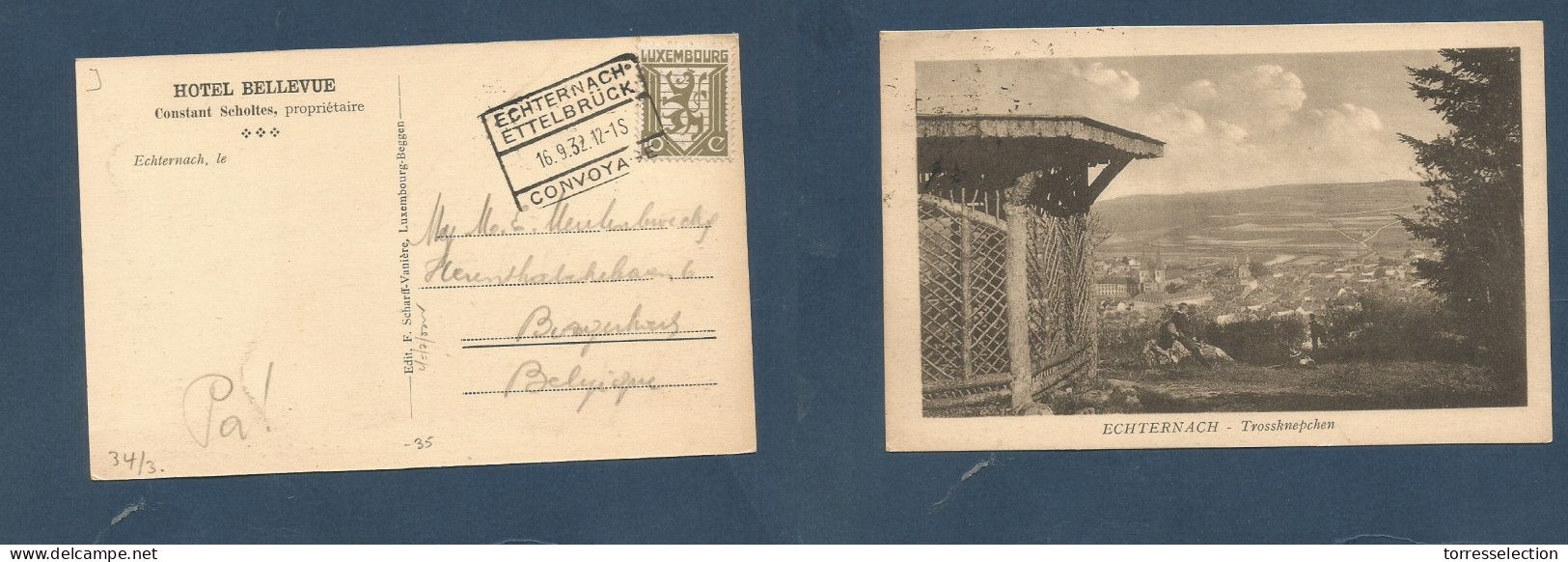 LUXEMBOURG. 1932 (16 Sept) TPO Ettelbruck - Burgerhout. 10c Fkd Ppc. XSALE. - Other & Unclassified