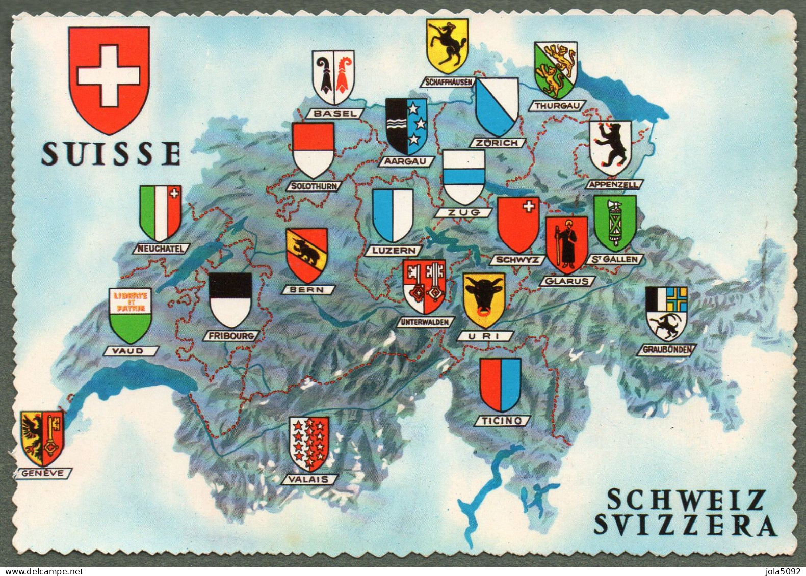 SUISSE - Carte Avec Blasons Des Cantons - St. Anton