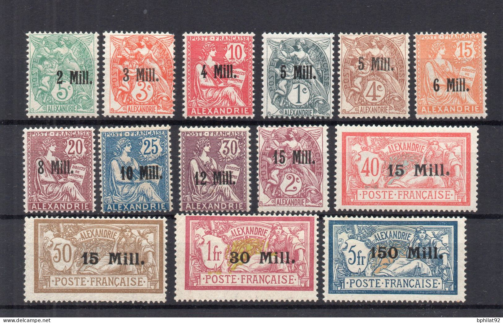 !!! ALEXANDRIE, SERIE DE 1921 N°35/47 ET N°49 AVEC SURCHARGES LOCALES NEUFS * - Unused Stamps