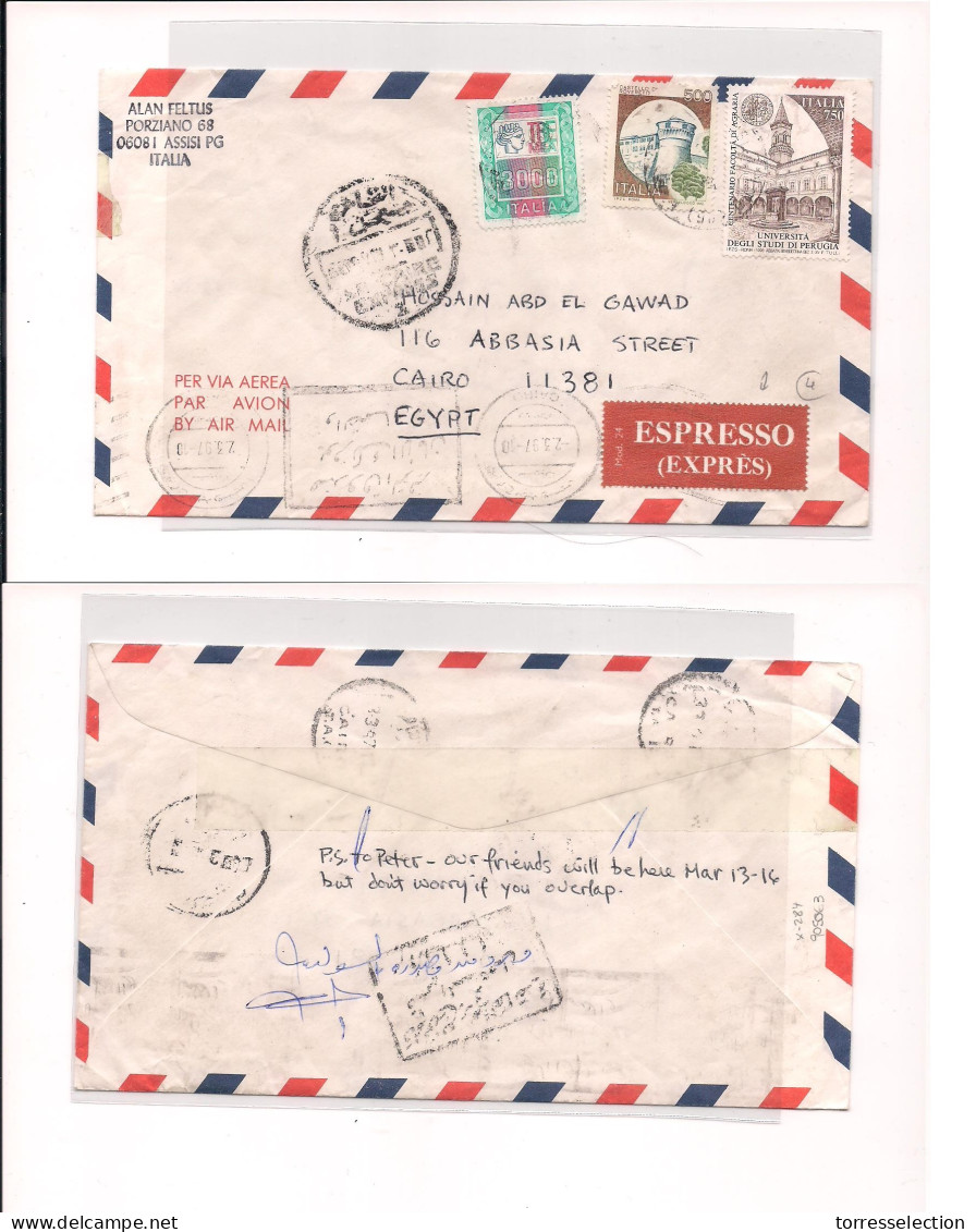 ITALY. Cover -  1997 Assisi To Egypt Exprees Air Multfkd Arrival Cachets. Easy Deal. XSALE. - Zonder Classificatie