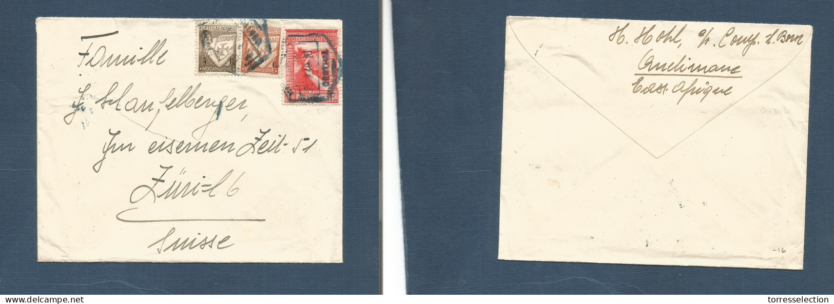 PORTUGAL-MOZAMBIQUE. 1940 (21 Apr) Central - Switzerland, Zurich. Air Multifkd Env Incl Lusiadas + Tied Ds. XSALE. - Other & Unclassified