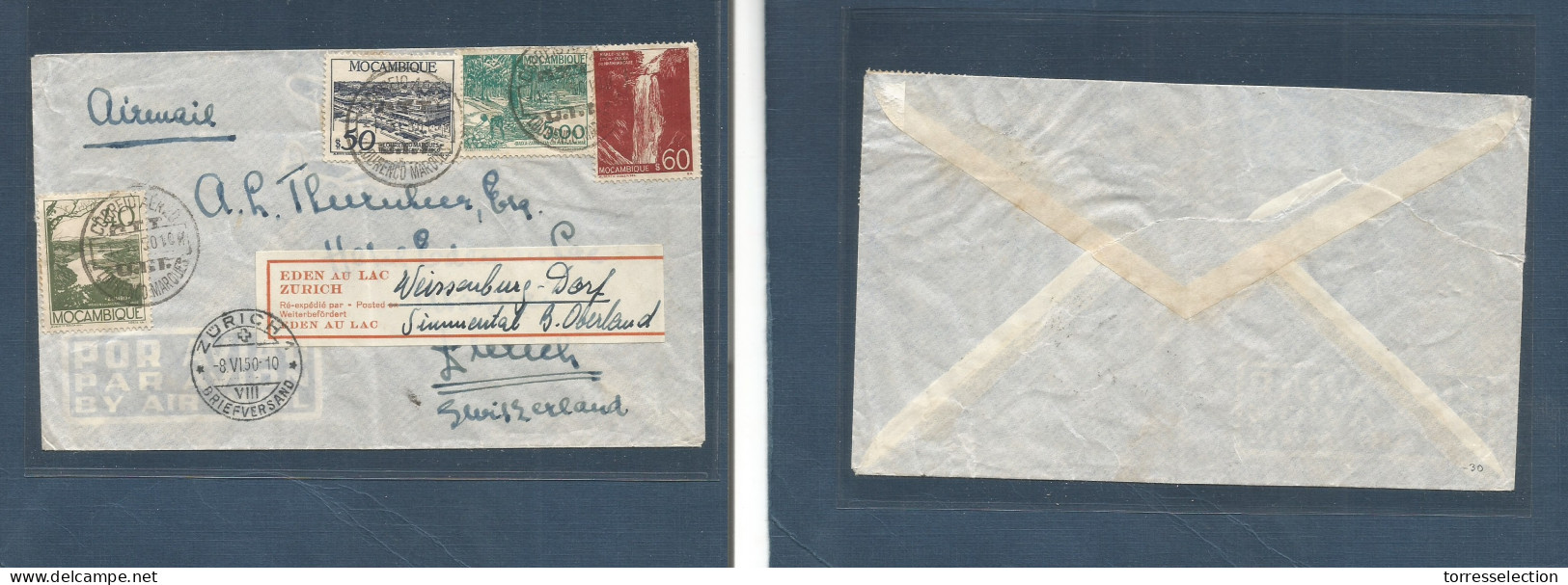 PORTUGAL-MOZAMBIQUE. 1925 (27 April) L. Marques - Switzerland, Schaffhausen Via Cape. Ceres Issue Multifkd Env At 1,60 E - Other & Unclassified