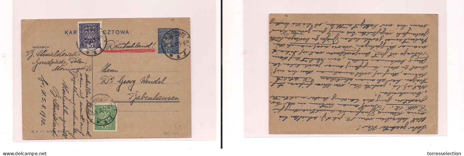 POLAND. Poland -1930 Bruoziadz To Rabenhausen Stat Card +2 Adtls. Easy Deal. XSALE. - Autres & Non Classés