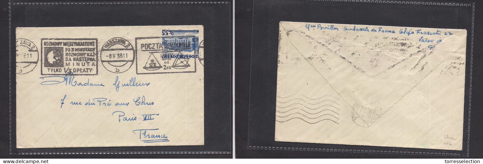 POLAND. 1936 (8 May) Warsaw - France, Paris. Fkd Env, Rolling Slogan Cachet. VF. XSALE. - Other & Unclassified