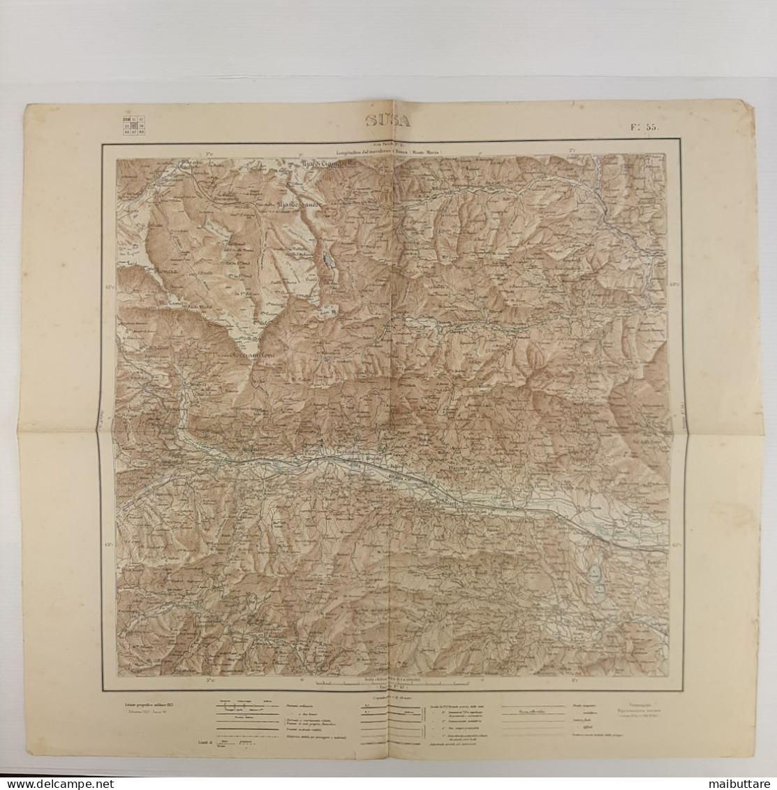 Carta Geografica, Cartina Mappa Militare Susa Torino Piemonte F55 Della Carta D'Italia Scala 1:100.000 - Carte Geographique