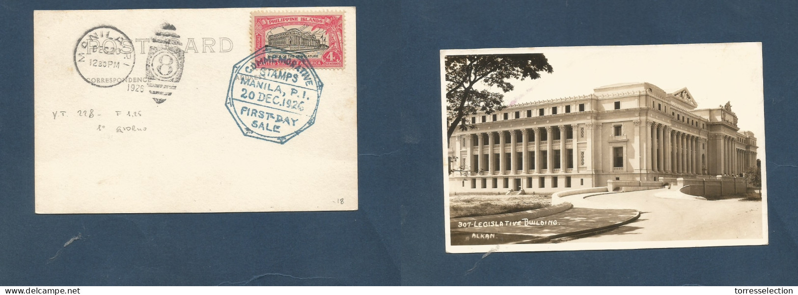 PHILIPPINES. 1926 (20 Dec) FDC. Comm Stamp Prefkd Alkan Photo Building. XSALE. - Philippines