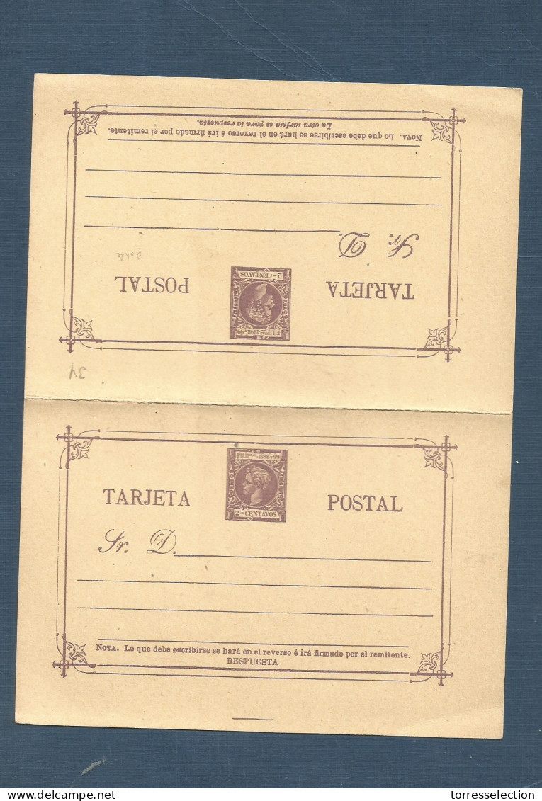 PHILIPPINES. 1898. Mint Doble 2c Lilac Stat Card. VF. XSALE. - Filippine