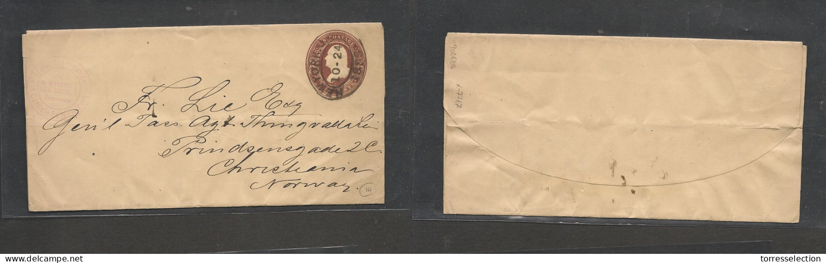 USA. USA Cover - 1885 NY To Norway Christania 2c Deep Brown Stat Env, Fine Usage + Dest XSALE. - Sonstige & Ohne Zuordnung