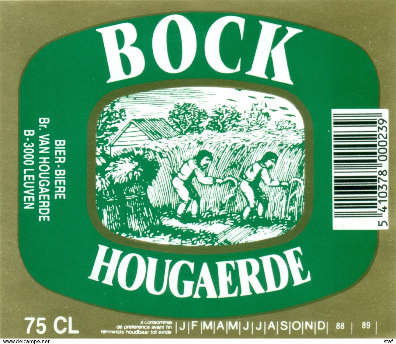 Oud Etiket Bier Bock Hougaerde - Brouwerij / Brasserie Van Hougaerde Te Leuven - Bière