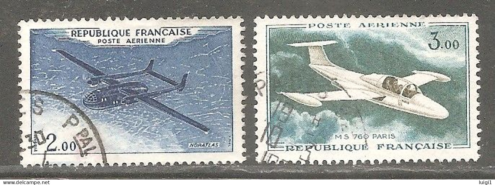 FRANCE - Série Prototypes. Types 1954/59.Valeurs En Nouveau Franc.1960-64. Y&T N° PA 38a + 39a. Oblitérés - 1960-.... Gebraucht