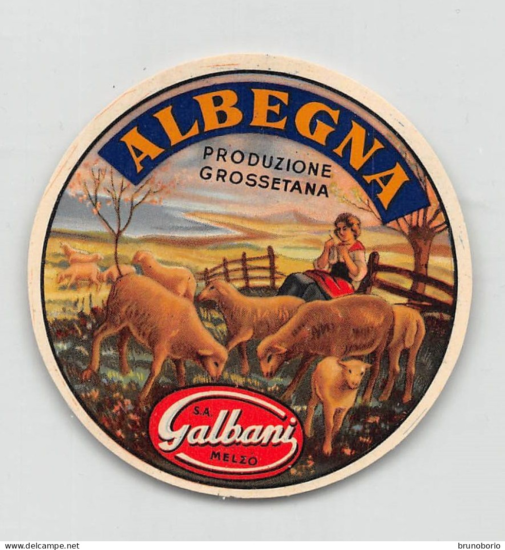 00124 "ALBEGNA - PRODUZIONE GROSSETANA - GALBANI " ETICHETTA ORIG ILLUSTRATA ANIMATA - Cheese