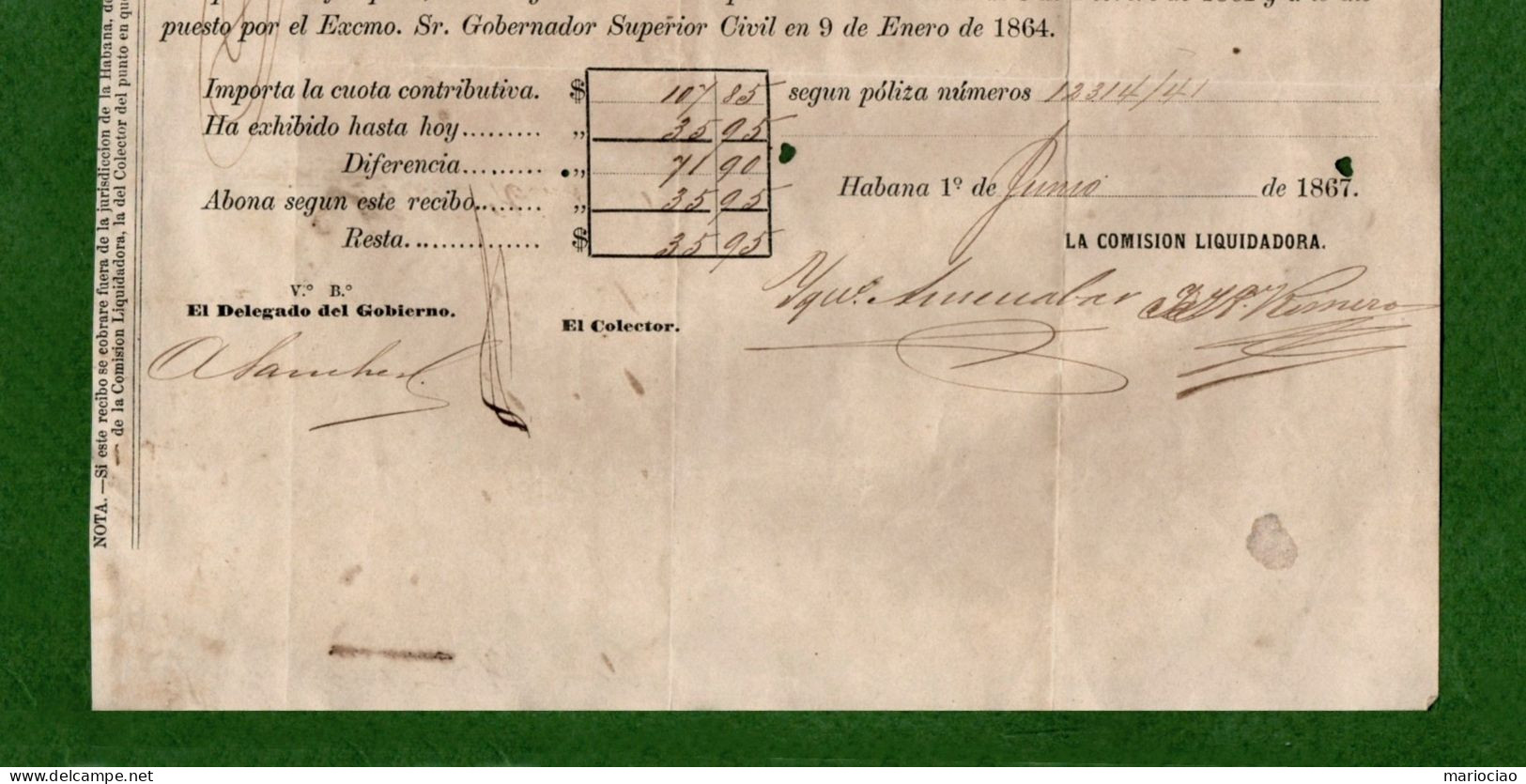 T-ES SEGURO DE ESCLAVOS 1867 La Protectora En Liquidacion SCHIAVI ESCLAVES SLAVES SKLAVEN - Altri & Non Classificati