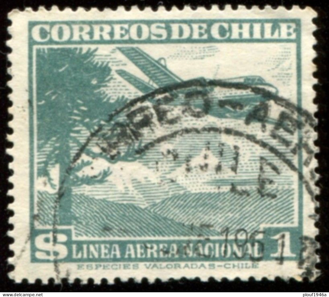 Pays :  98 (Chili)  Yvert Et Tellier N° : Aé  131 (o) Fil Horiz - Chili