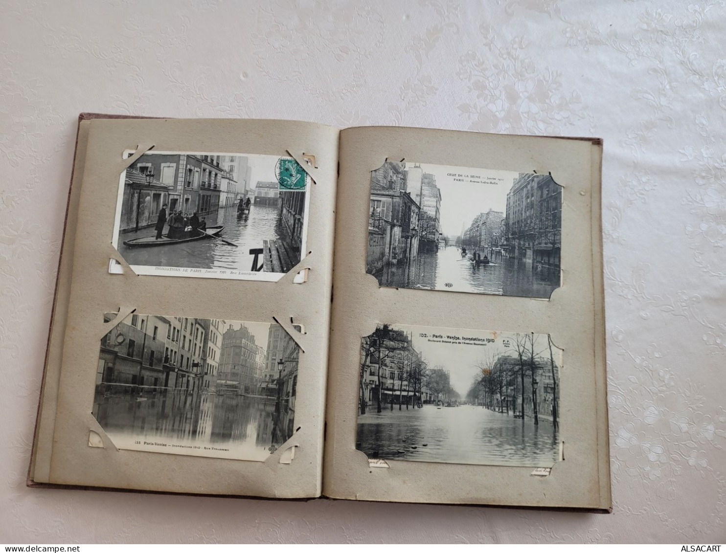 album avec environs 95 cartes sur l'innondation , paris et banlieue , dont cartes photos , animées