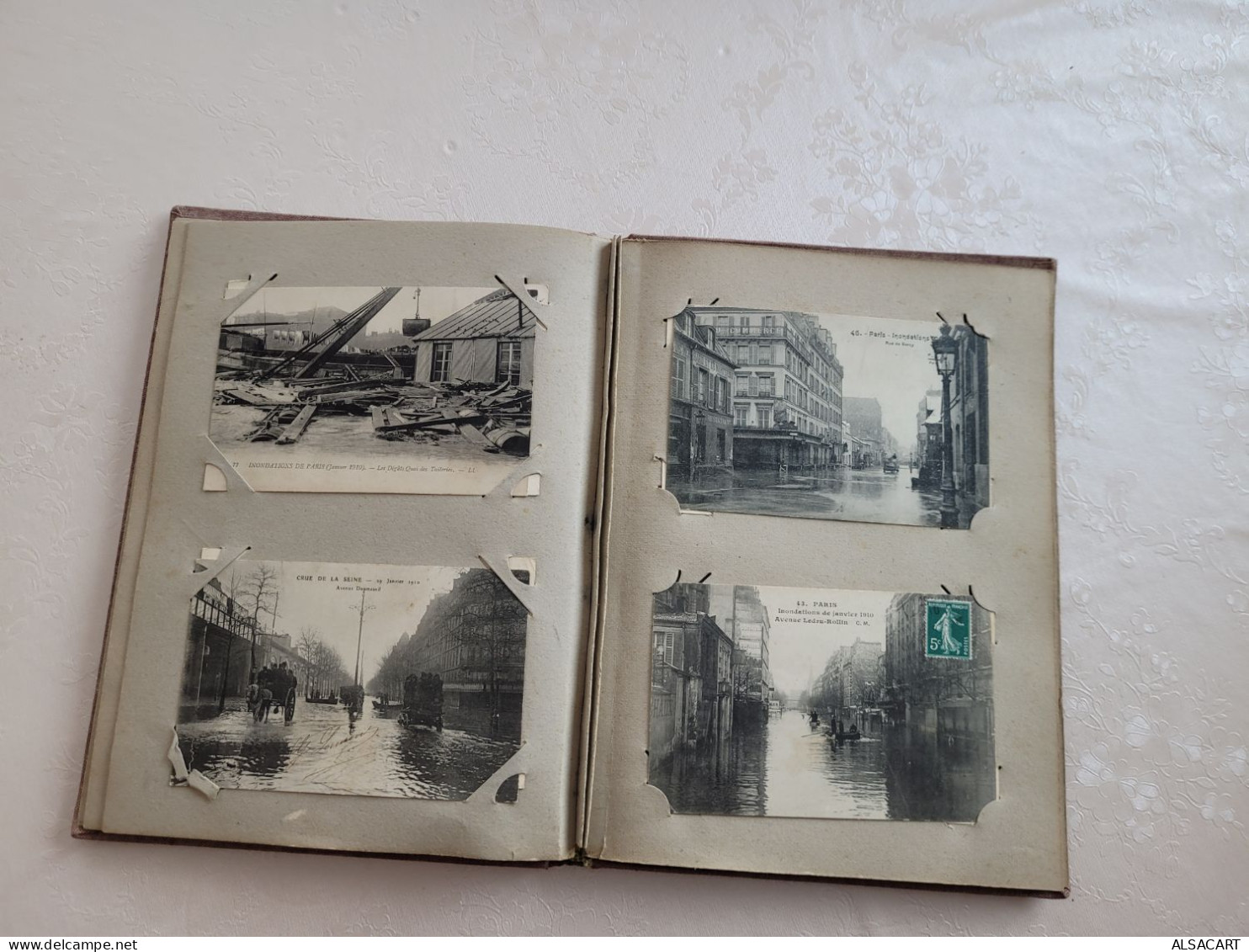 album avec environs 95 cartes sur l'innondation , paris et banlieue , dont cartes photos , animées